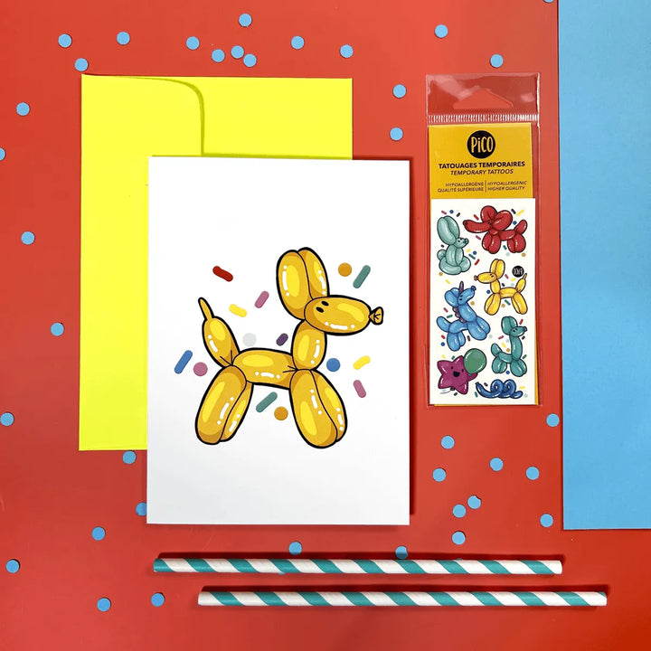 Balloon Animal Tattoo Greeting Card
