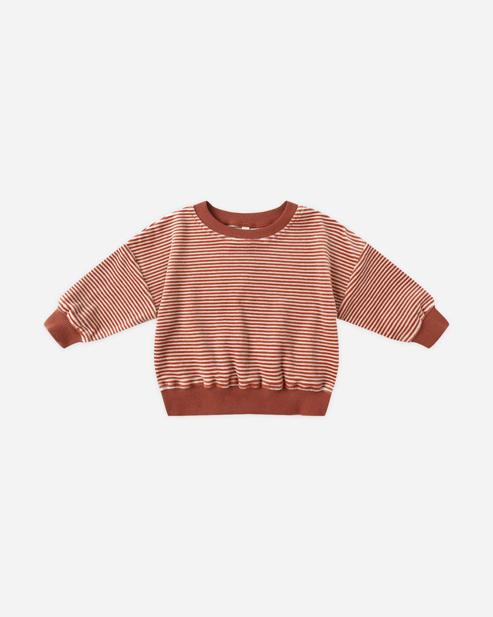 Velour Relaxed Sweatshirt Cranberry Stripe
