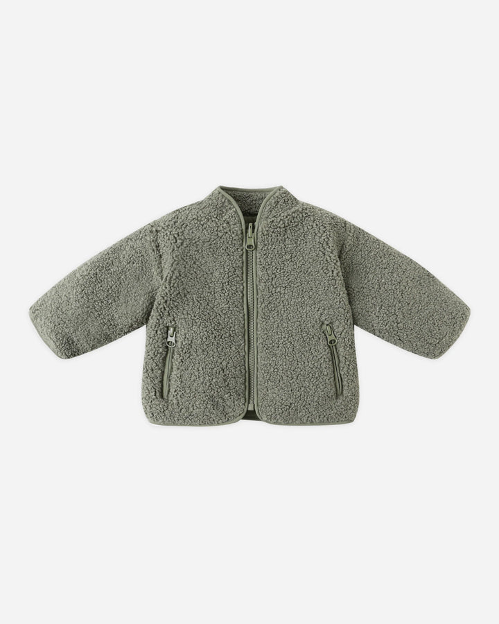 Reversible Green Sheerling Zip Jacket