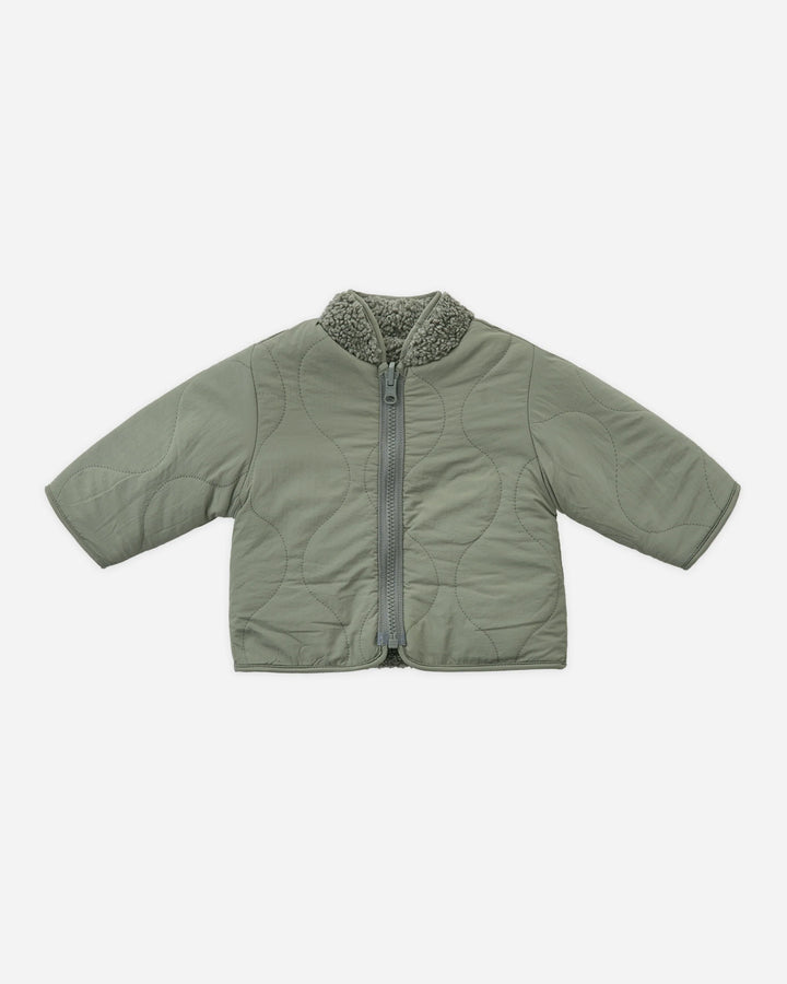 Reversible Green Sheerling Zip Jacket