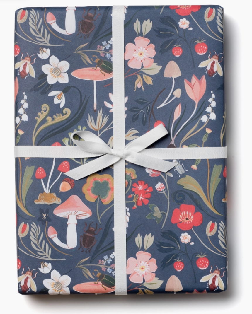 Forest Blue Wrapping Paper Roll of Sheets