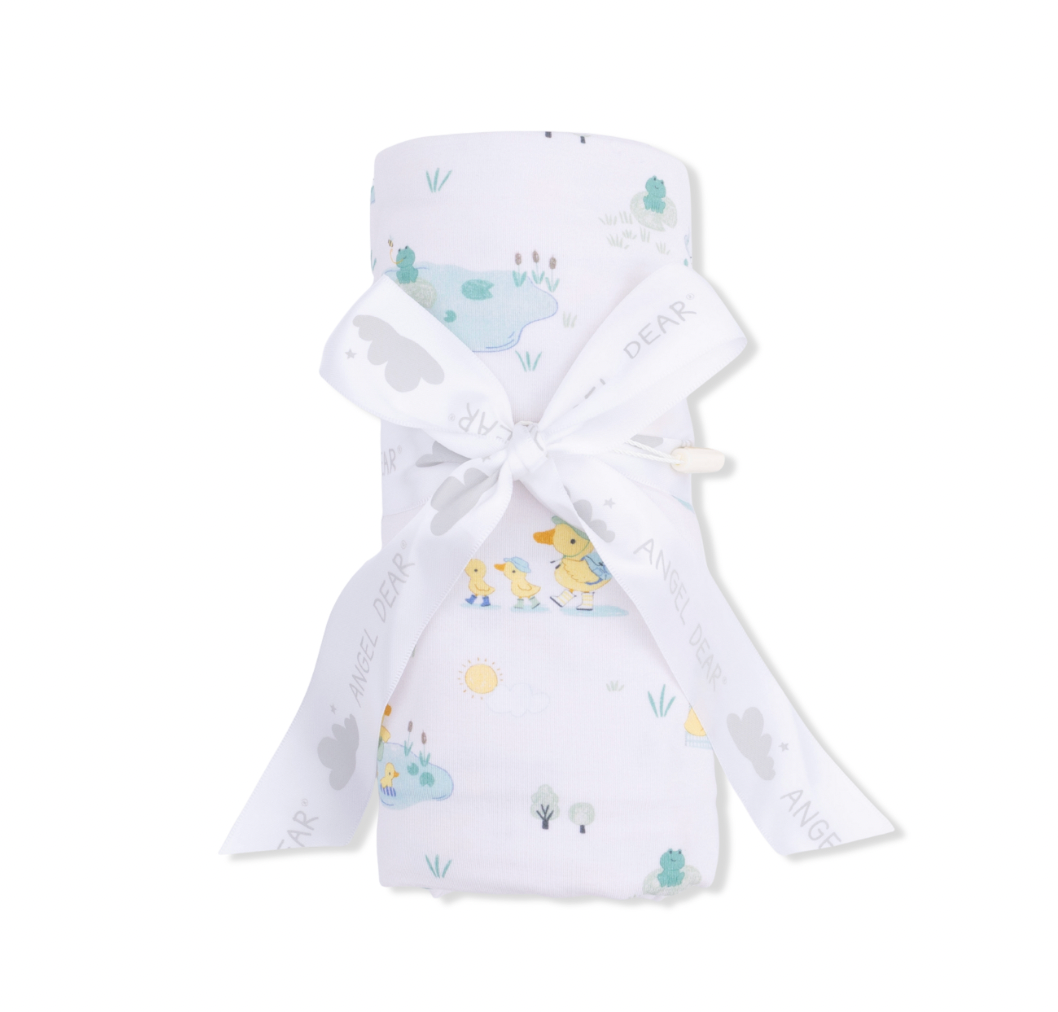 Frog and Duck Pond Swaddle Blanket