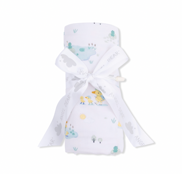 Frog and Duck Pond Swaddle Blanket