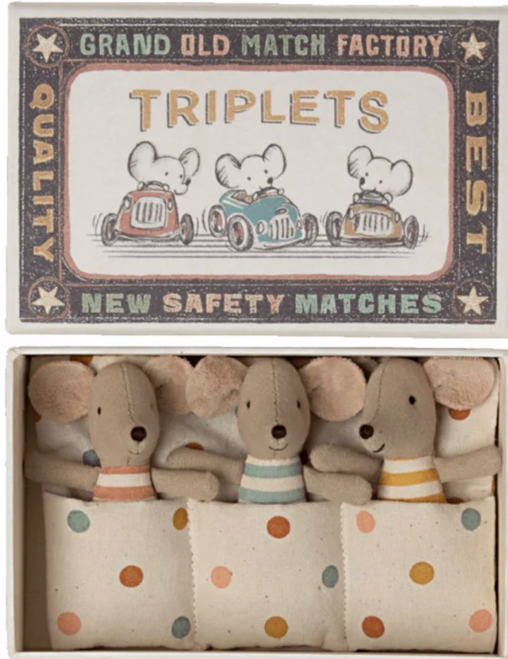 Triplets, Baby mice in matchbox Stripes
