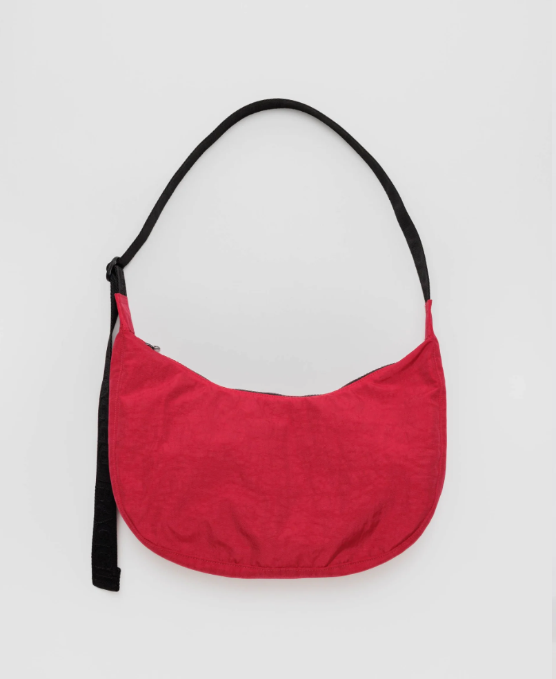 Candy Apple Red Medium Nylon Crescent Bag