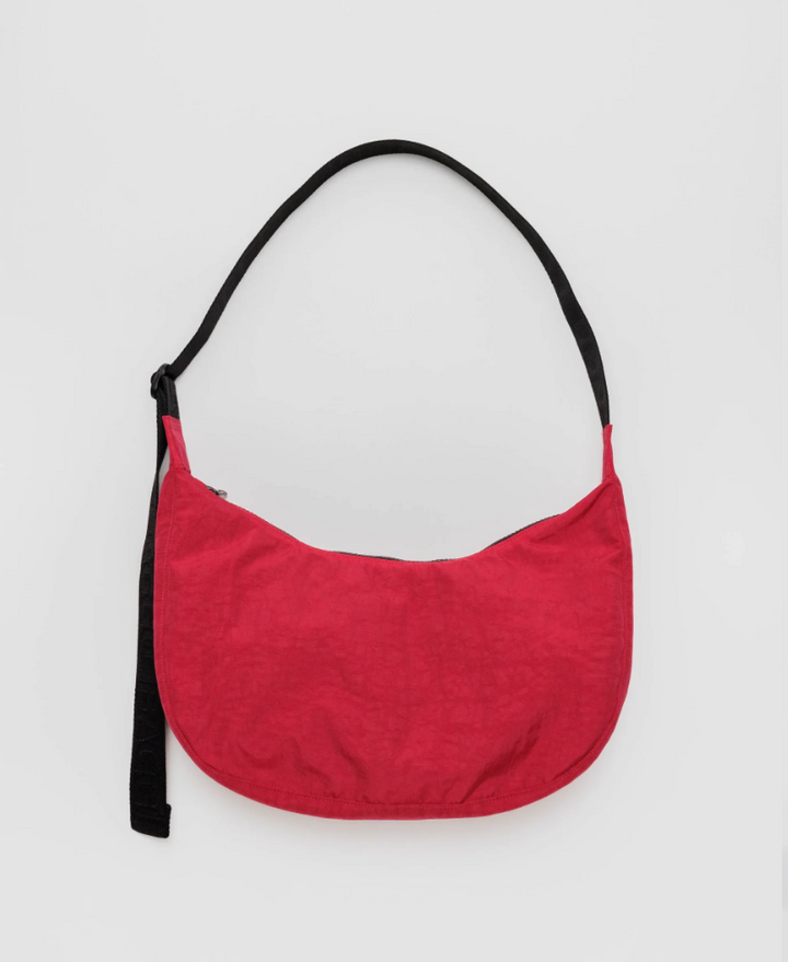 Candy Apple Red Medium Nylon Crescent Bag