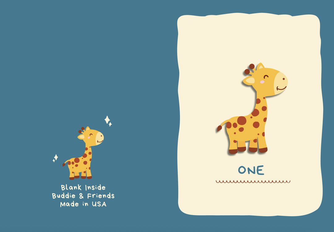 1 Giraffe Birthday Card