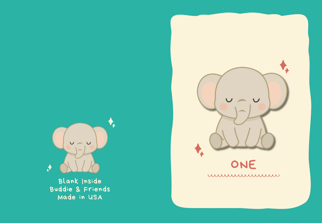 1 Elephant Birthday Card