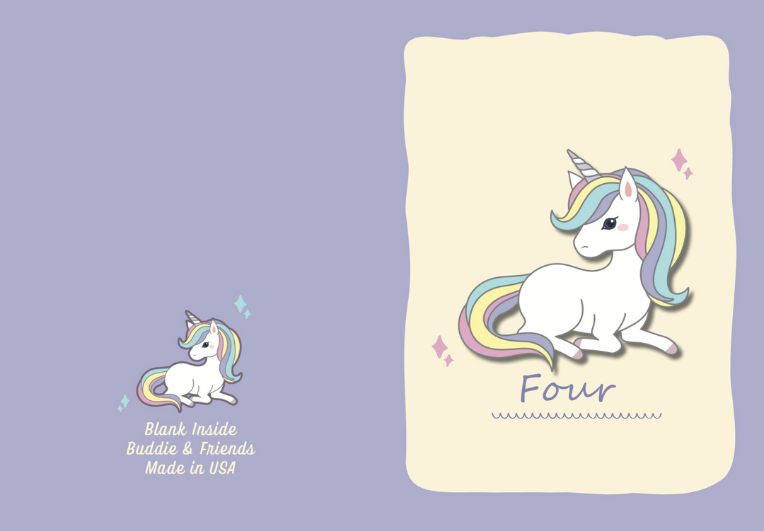 4 Unicorn Birthday Card