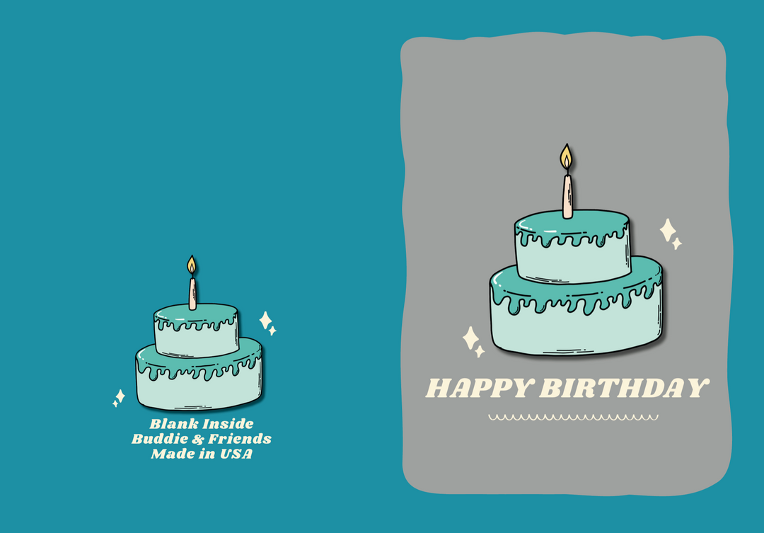 Blue Cake Birthday Card