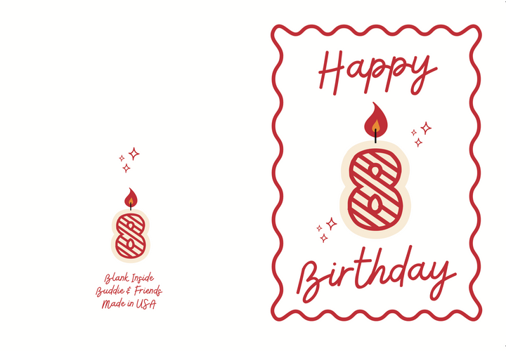 8 Candle Birthday Card