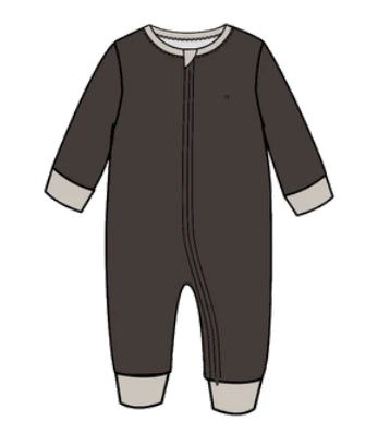 Zip Romper-Brown/Cream