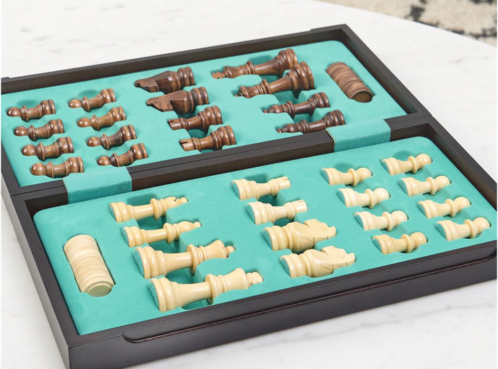 Deluxe Wooden Chess & Checkers Set