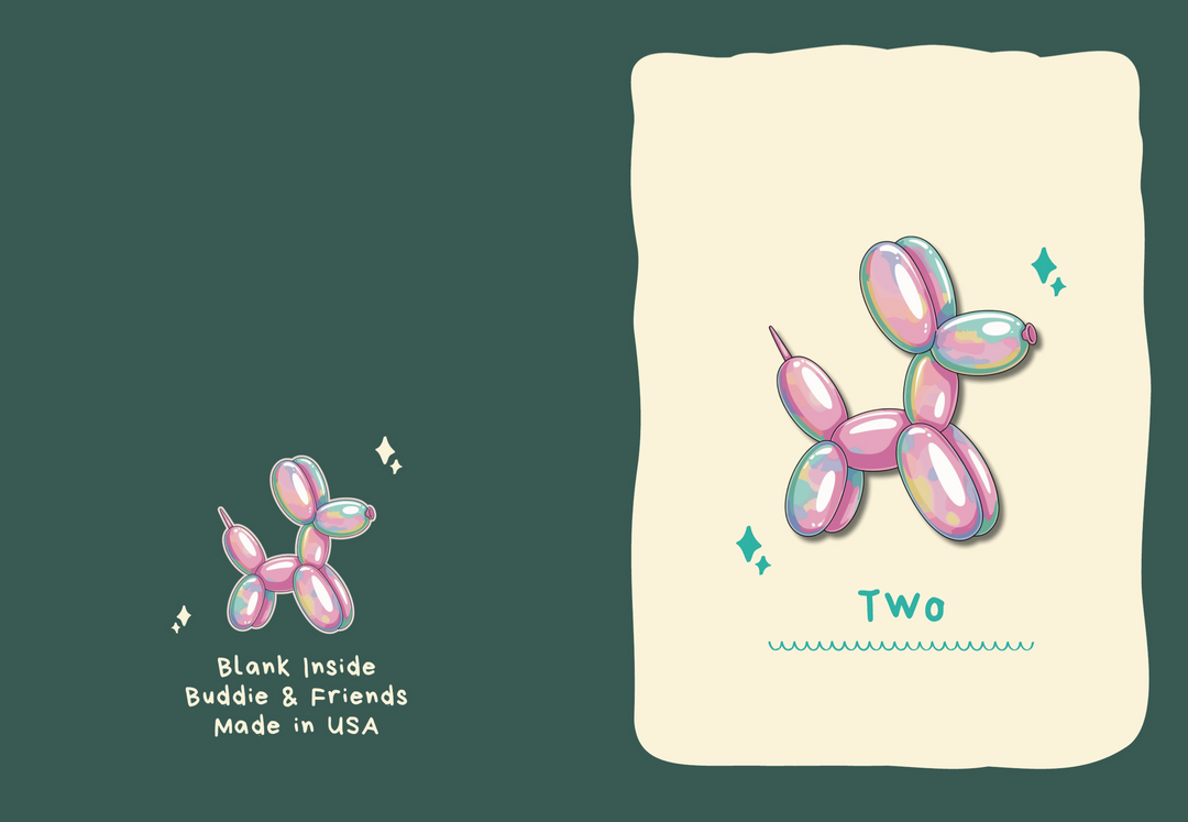 2 Balloon Animal Birthday Card