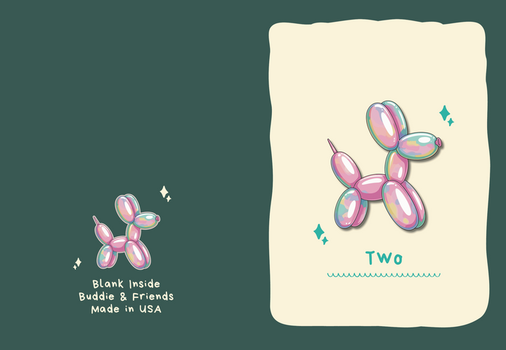 2 Balloon Animal Birthday Card