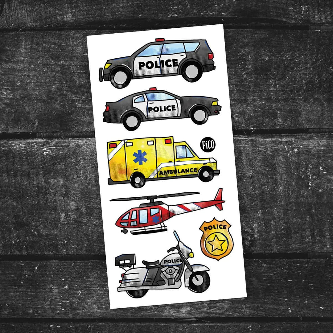 Emergency Vehicle Temporary Tattoos