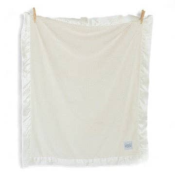 Luxury Baby Blanket with Satin Trim in Luxe Plush, Ivory