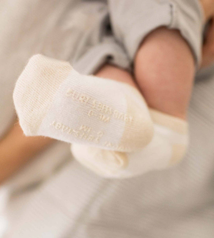 Solid & Stripes Organic Cotton Baby Ankle Socks 6 Pack - Oat: Oat / 12-24 Months