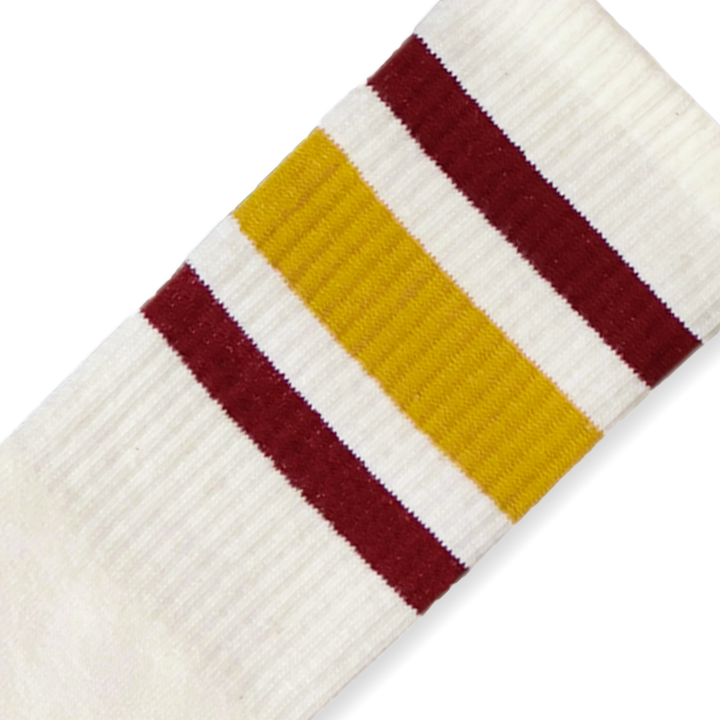 Adult S/M Red and Brass Striped Socks