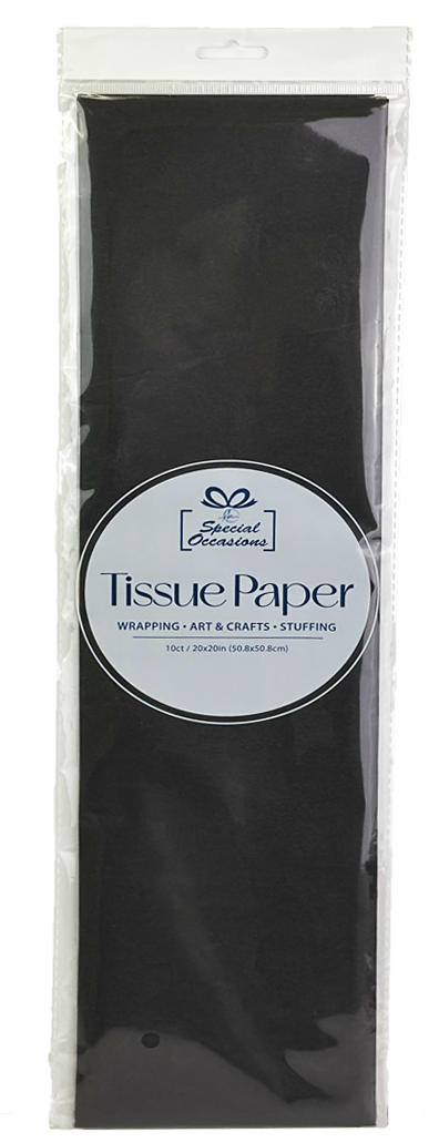 Party Tissue Paper Black, 10 Sheets Gift Wrapping Paper Pack: Black