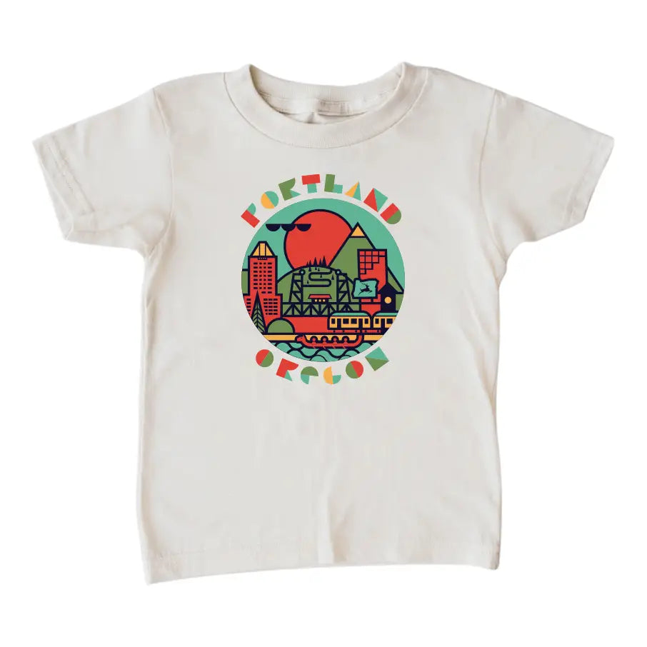 Portlandia Cityscape Natural Kids Tee