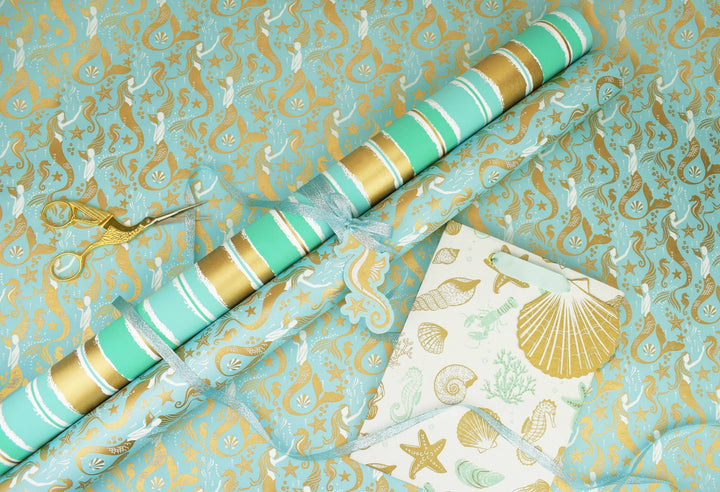 Painterly Mint Stripe Large Gift Bag