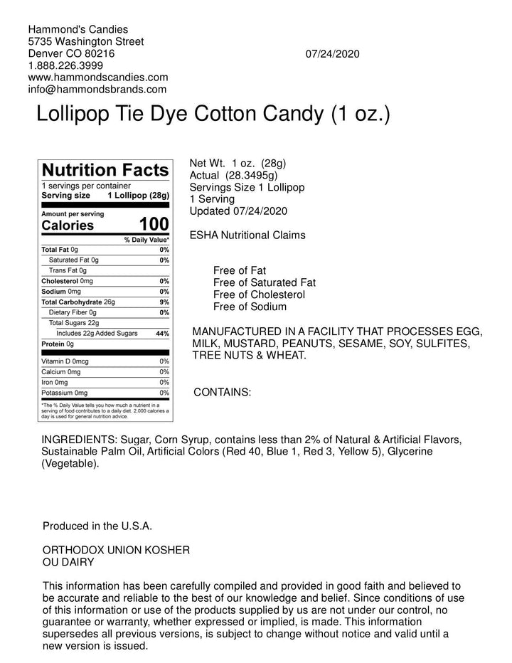 Cotton Candy Handmade Lollipop - 1 oz
