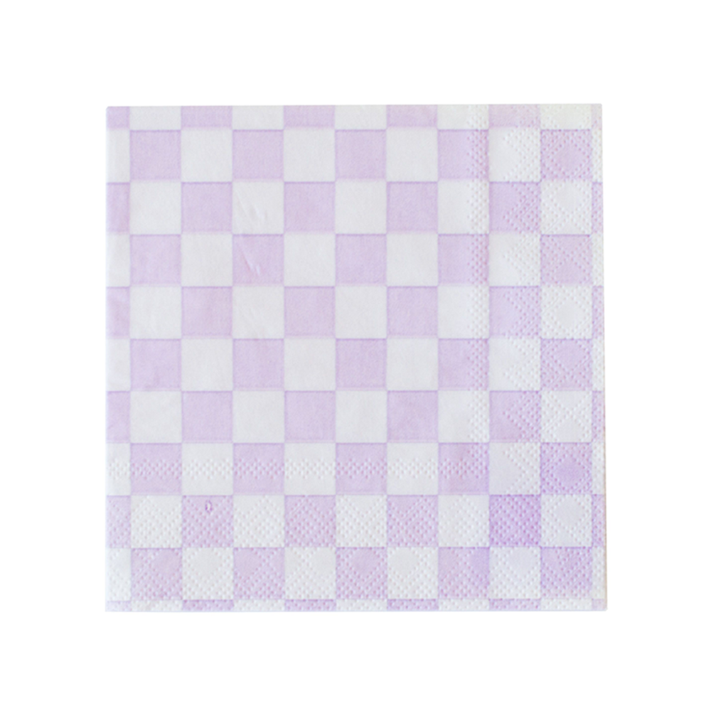 Check Cocktail Napkins - 20 Pk Purple Posse