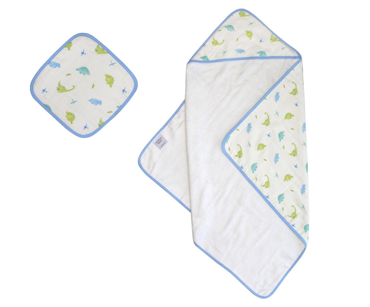 Hooded Towel and Washcloth Set: Dinosaur