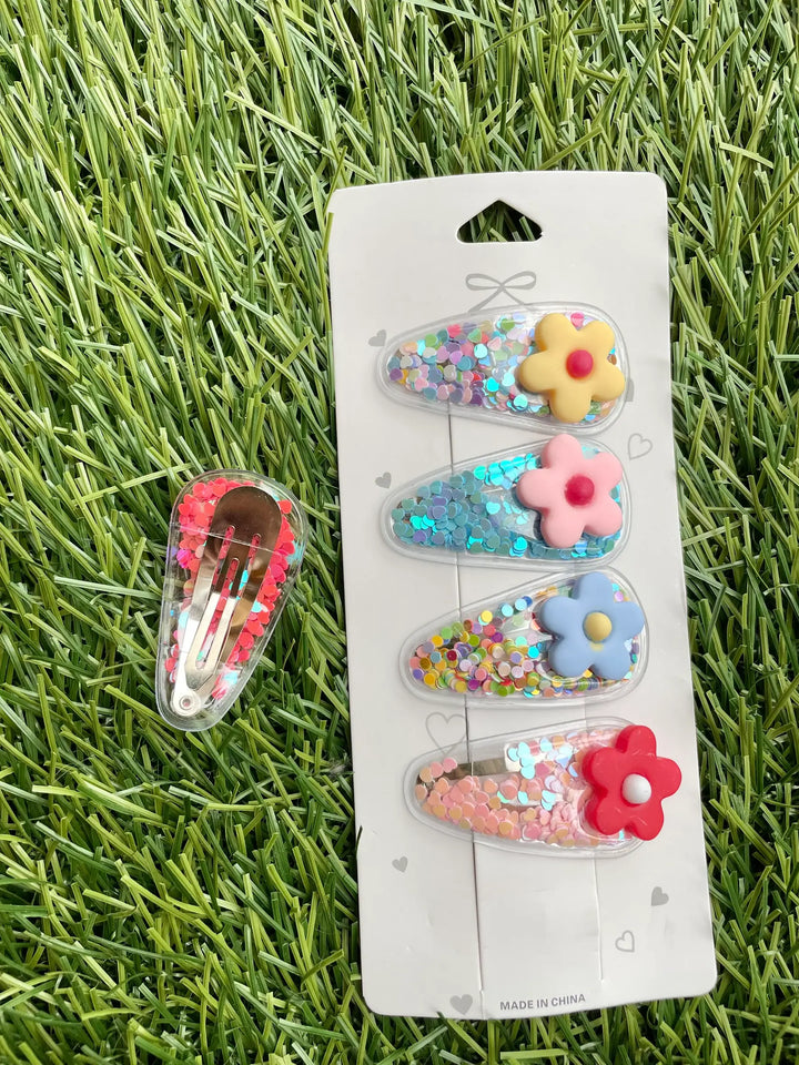 Flower Confetti Hair Clips