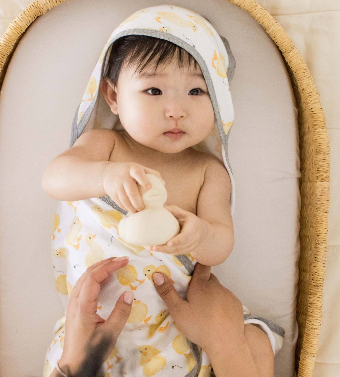 Little Ducks Organic Cotton Hooded Towels 2 Pack: Double Cream / One Size