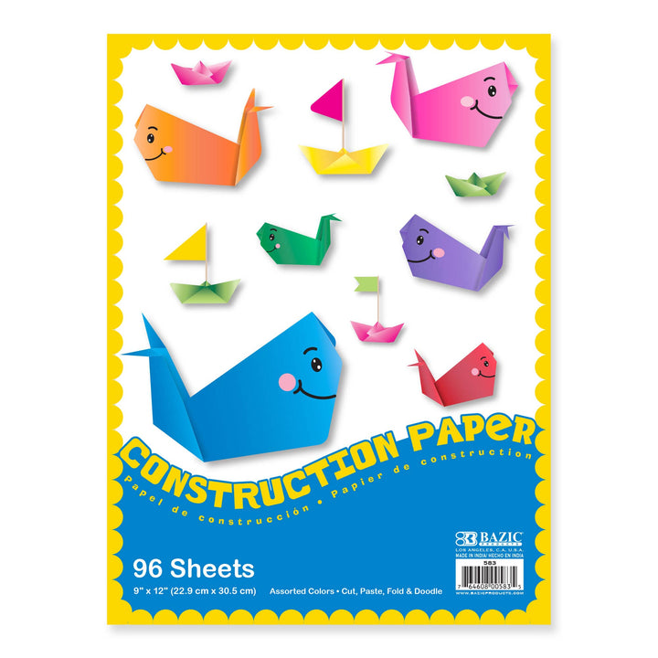 Color Construction Paper, 9 x 12 In, 96 Sheets