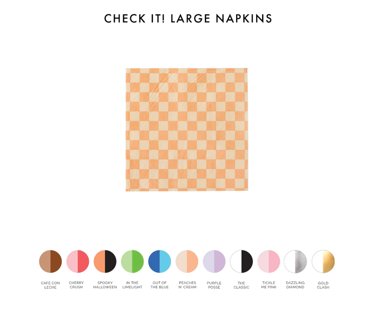 Check Cocktail Napkins - 20 Pk Peaches N' Cream