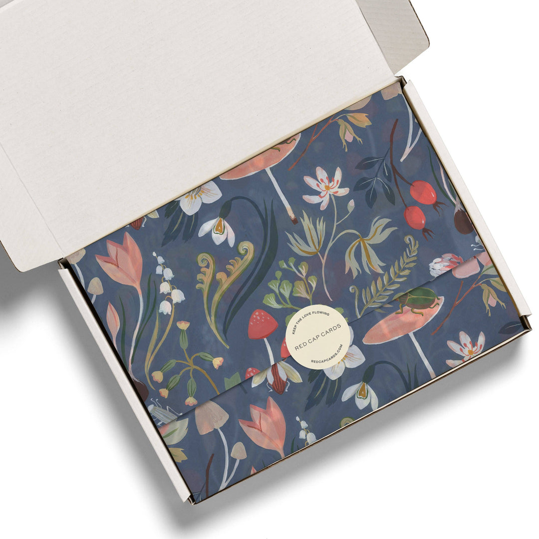 Forest Blue tissue paper: 5 Sheets