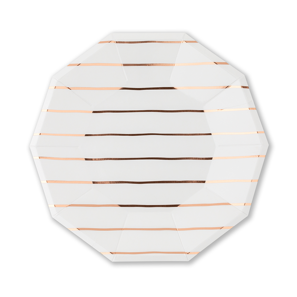 Frenchie Metallic Striped Large Plates Silver