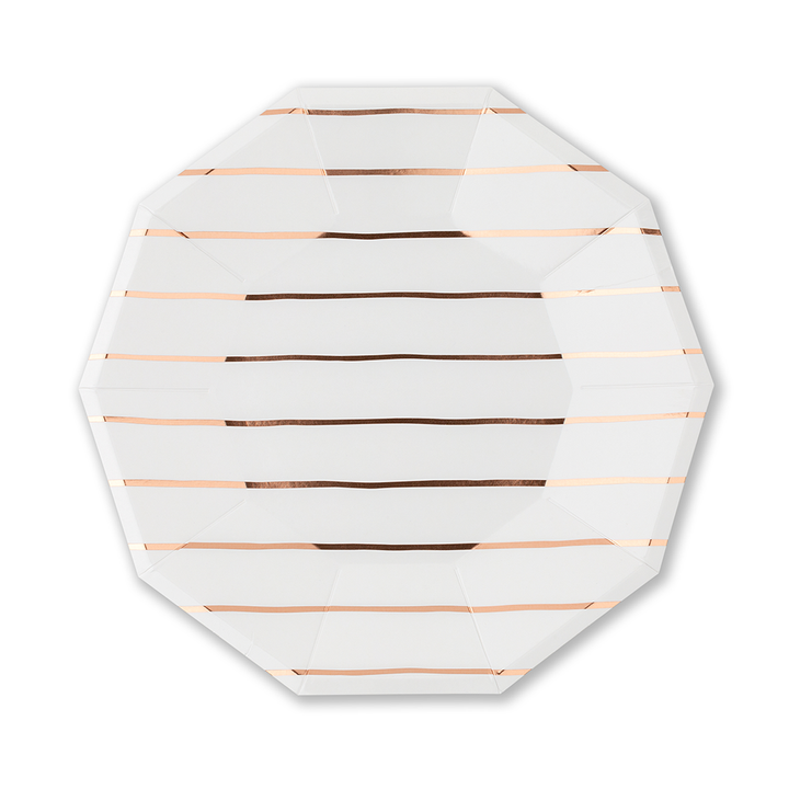 Frenchie Metallic Striped Large Plates Silver