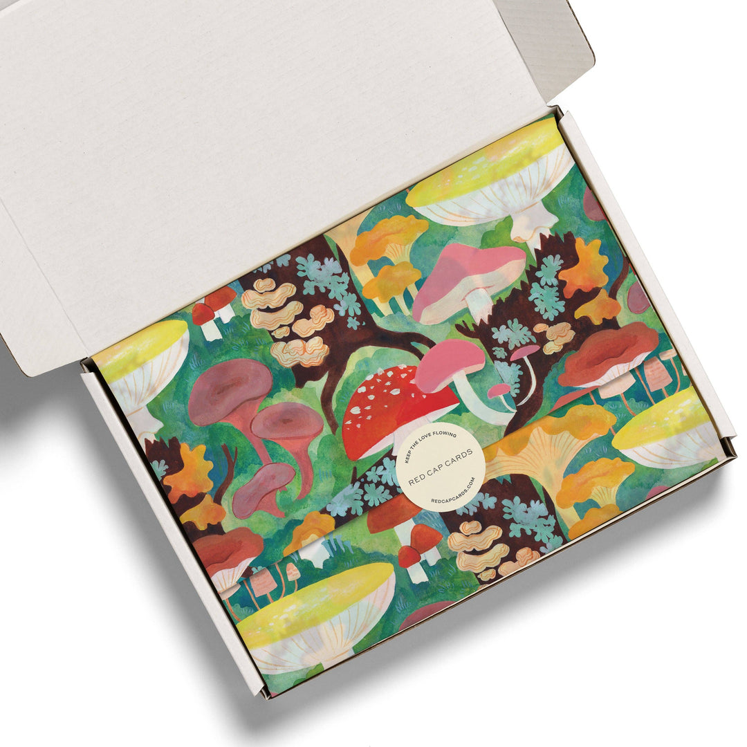 Woodland Mushrooms tissue paper: 5 Sheets