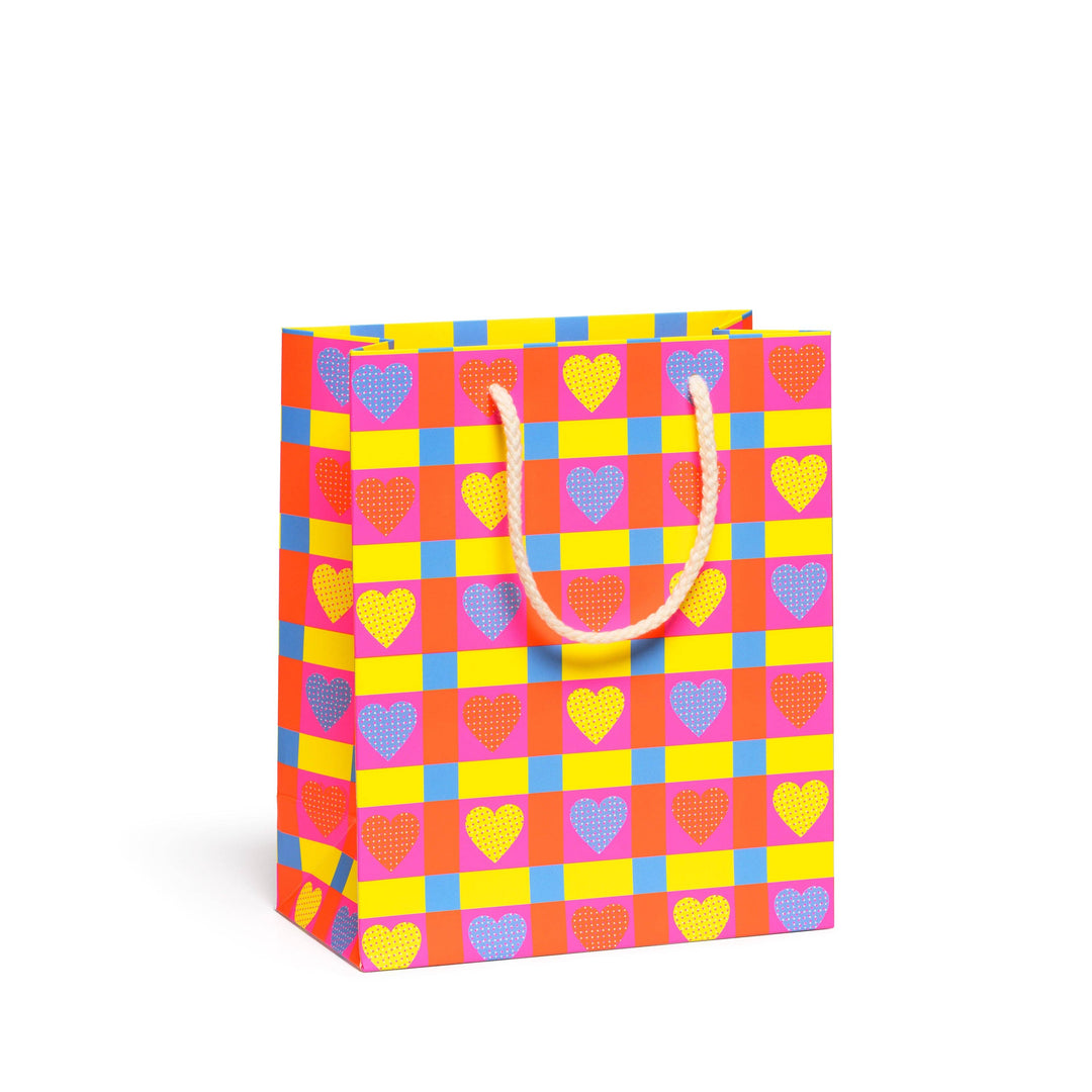 Neon Hearts Plaid medium bag: Medium