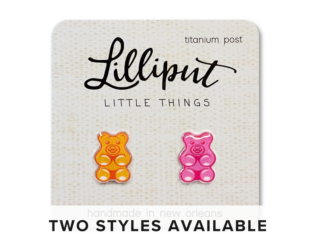 Gummy Bear Earrings Pink Orange