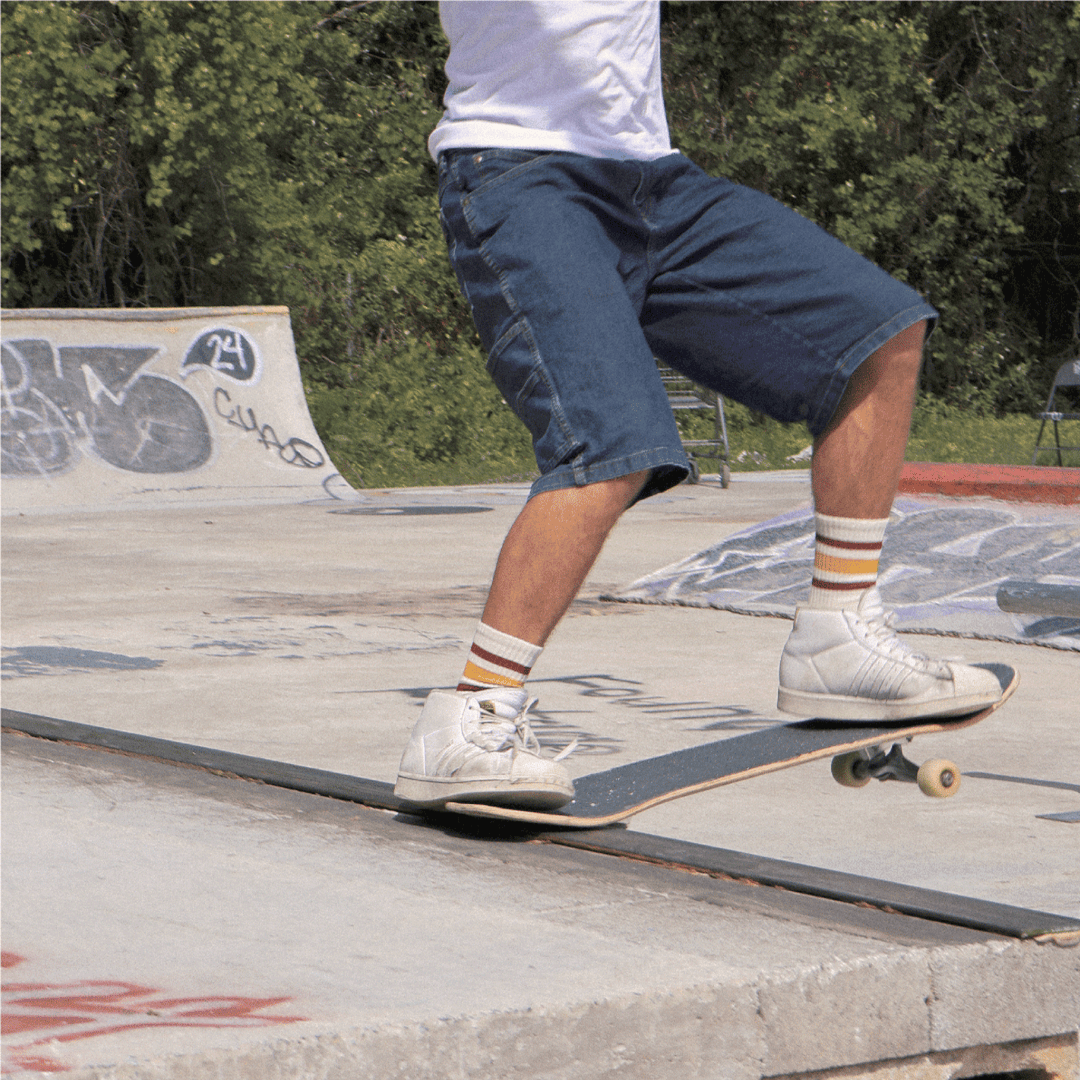 Adult S/M Red and Brass Striped Socks