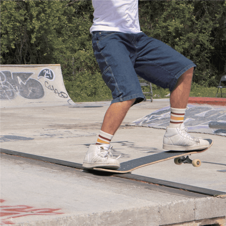 Adult S/M Red and Brass Striped Socks