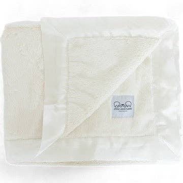 Luxury Baby Blanket with Satin Trim in Luxe Plush, Ivory