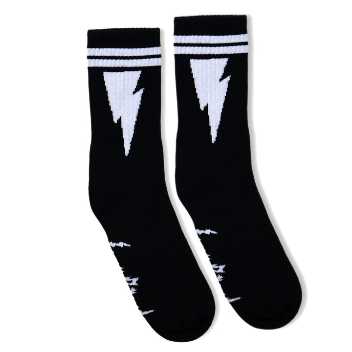 Lightning Bolts | White Stripe Socks