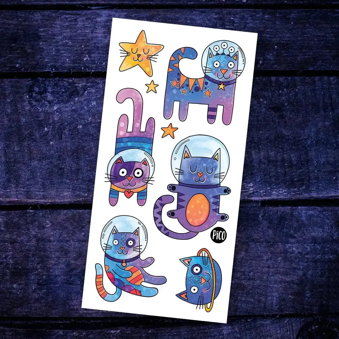 Space Cat Temporary Tattoos