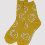 Adult Crew Socks Ochre Happy