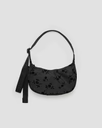 Small Nylon Crescent Bag - Charcoal Ditsy Floral