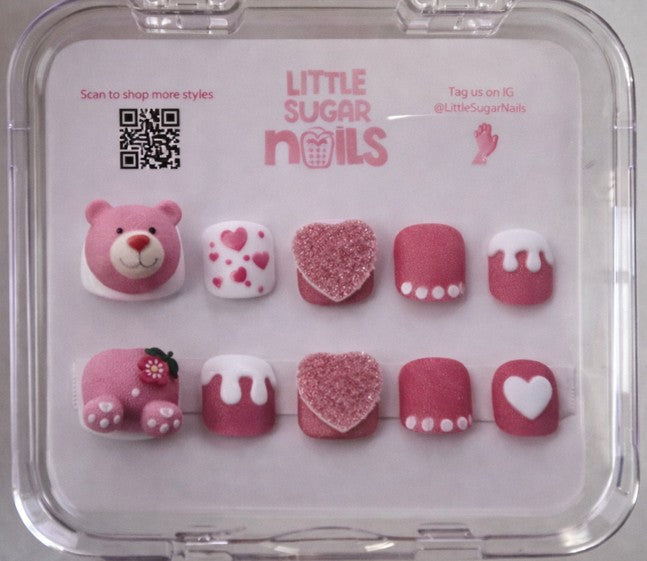 7-8 Years Heart Bear Nails