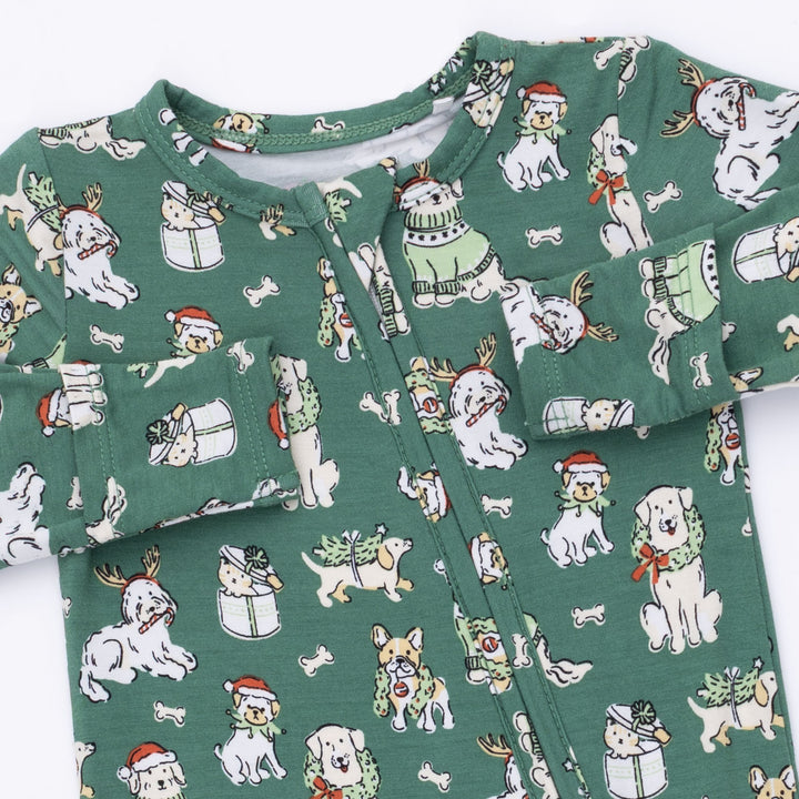 Christmas Dogs Zip Footie