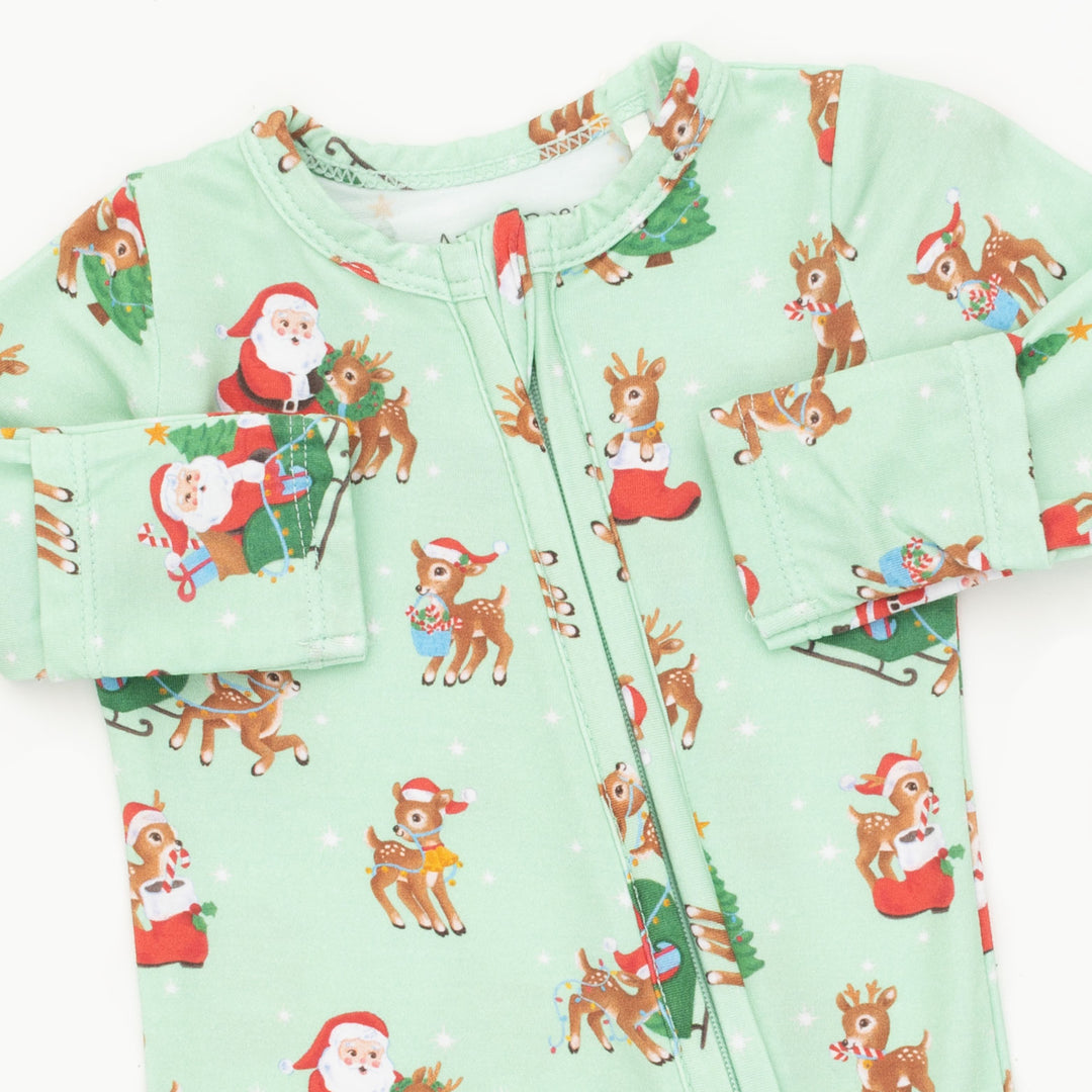 Vintage Reindeer Zip Footie