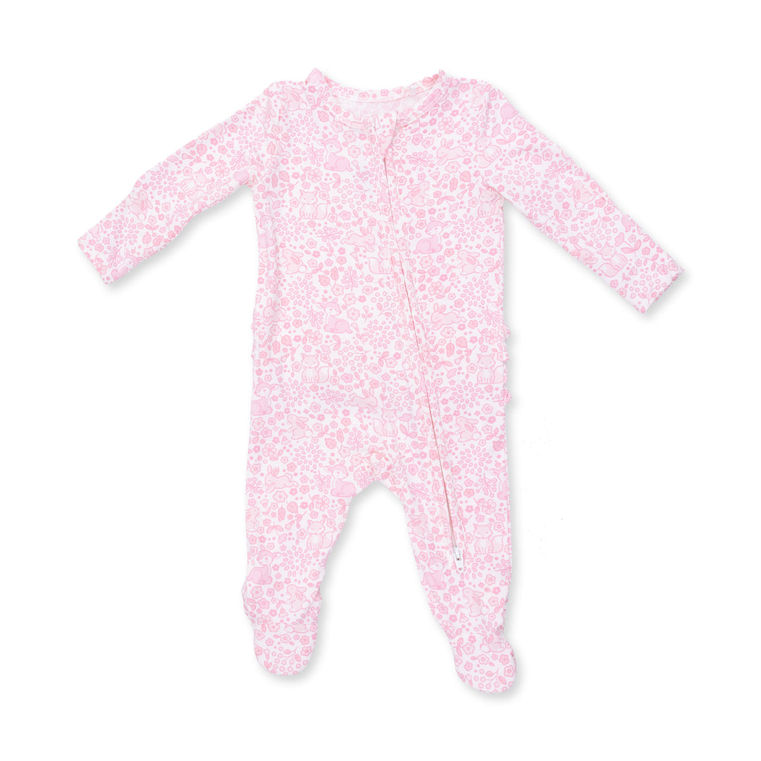 Baby Woodland Ruffle Zip Footie